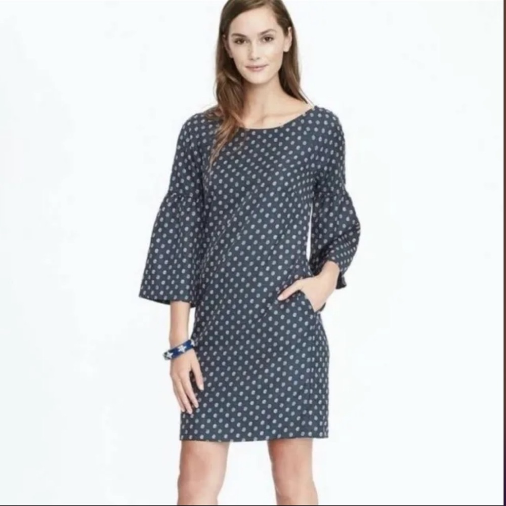 Banana Republic Paisley Bell Sleeve Mini Shift Dress Size Small